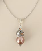 Dolce Luna Hanger Ketting - Champagne Parel & Swarovski, Ophalen, Met hanger, Beige, Nieuw