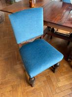 Chaises de salle à manger en bois avec velours bleu, Maison & Meubles, Chaises, Comme neuf, Quatre, Bleu, Enlèvement ou Envoi