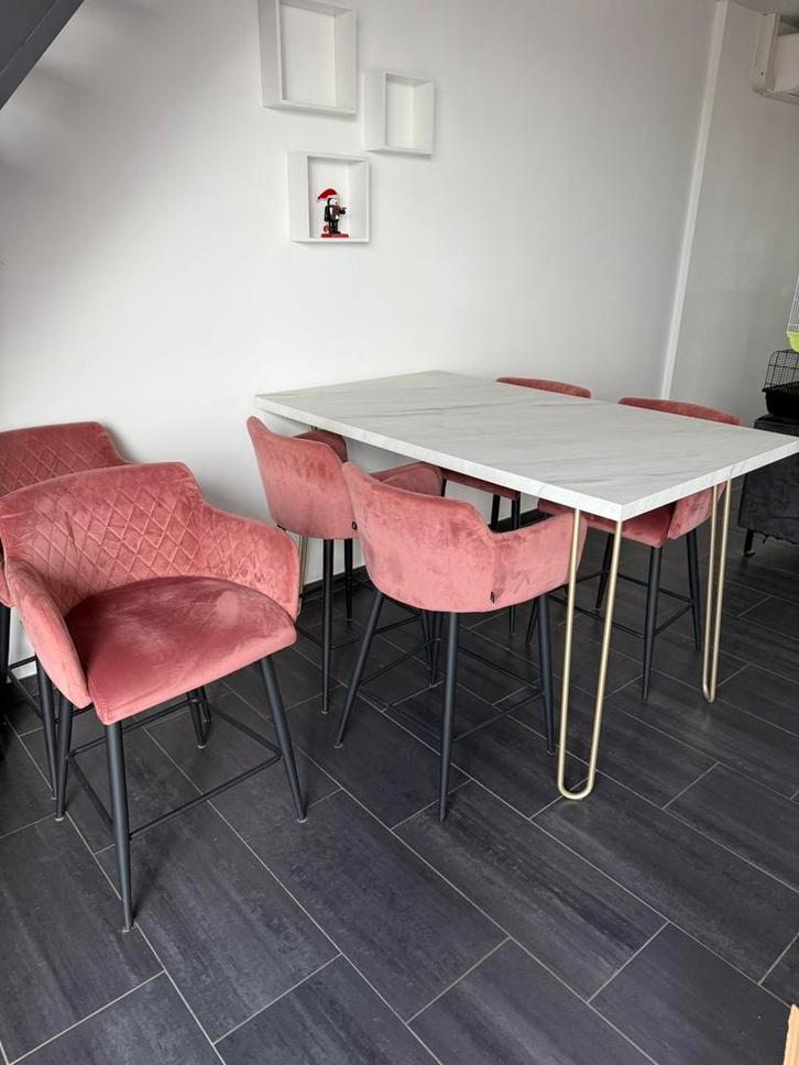 Tafels met 6 stoelen, Huis en Inrichting, Tafels | Eettafels, Zo goed als nieuw, Ophalen