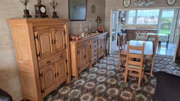 Massief eiken living, Huis en Inrichting, Complete eetkamers, Ophalen, Gebruikt, Rustiek, 4 tot 6 stoelen