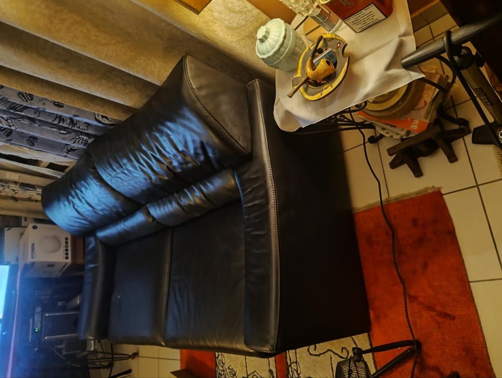 DurletDesign 2pers. ZwartDikBuffelleder HIGH QUALIT.Perfect, Ophalen, Zo goed als nieuw