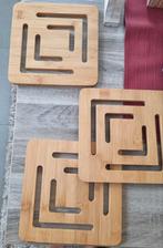 Set 3 houten pannenonderzetters NIEUW, Ophalen of Verzenden, Zo goed als nieuw