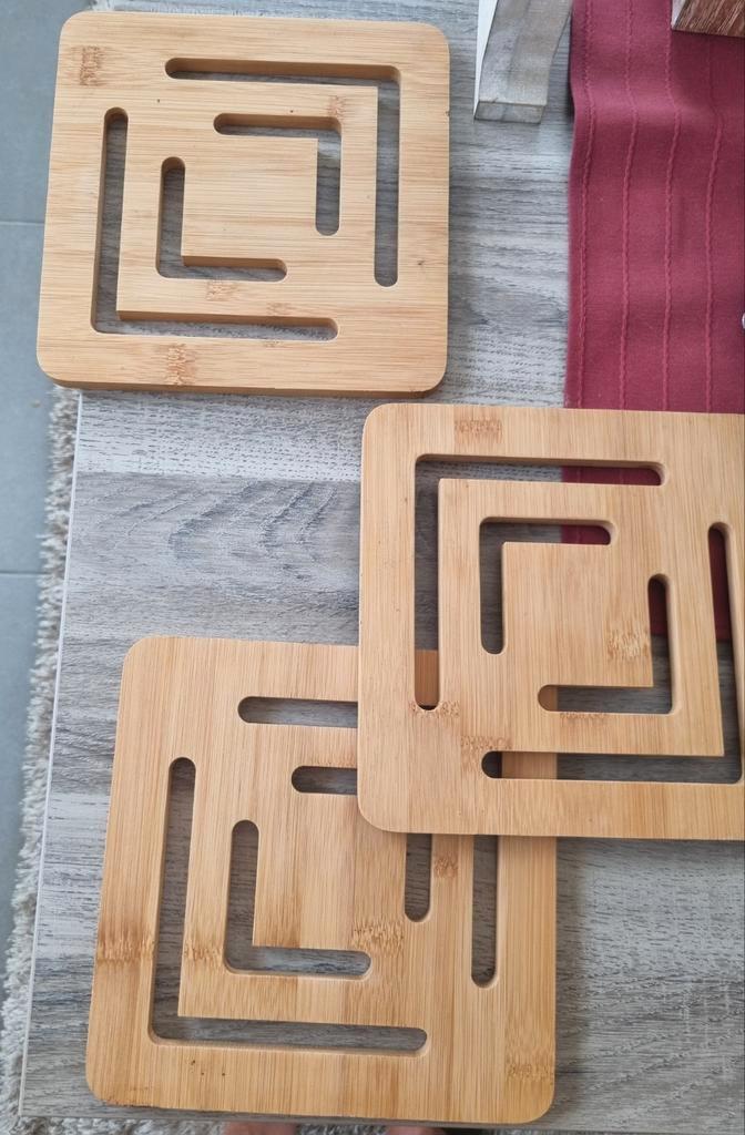 Set 3 houten pannenonderzetters NIEUW " GERESERVEERD", Huis en Inrichting, Woonaccessoires | Onderzetters, Zo goed als nieuw, Ophalen of Verzenden