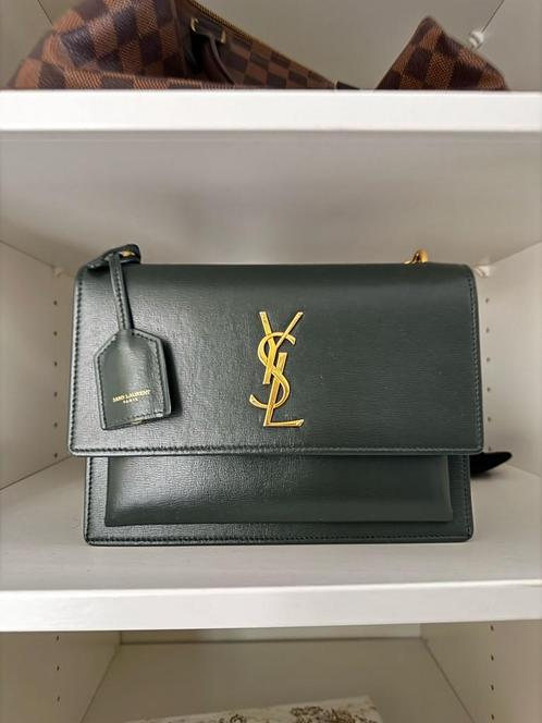 YSL - Sunset medium green/gold limited edition met BON!, Handtassen en Accessoires, Tassen | Damestassen, Zo goed als nieuw, Handtas