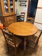 Mooie ronde keukentafel met zes stoelen en kast, Antiek en Kunst, Ophalen