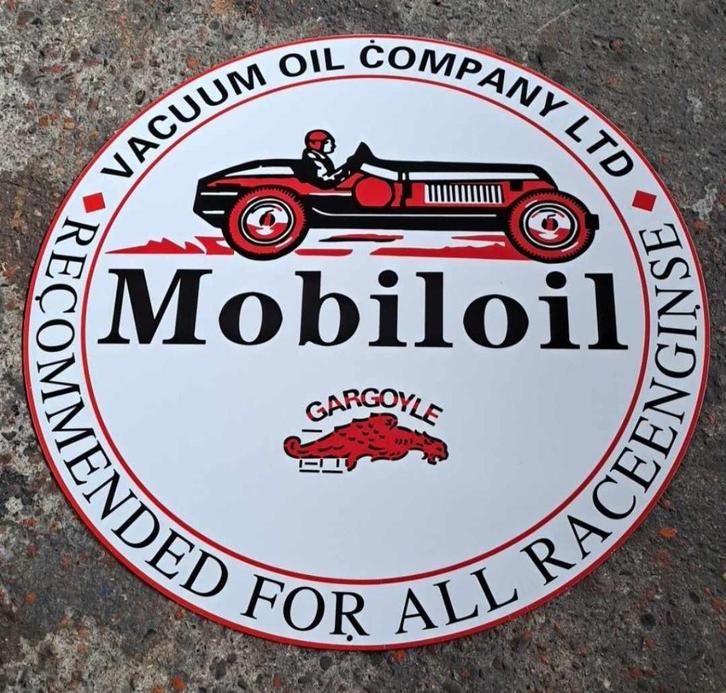 Mobiloil Mobilgas groot emaille reclame bord garage showroom, Verzamelen, Merken en Reclamevoorwerpen, Zo goed als nieuw, Reclamebord