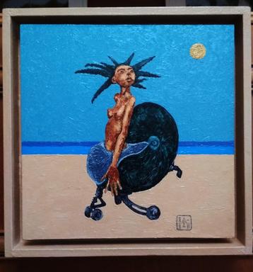 « Sirène » Peinture originale avec cadre  