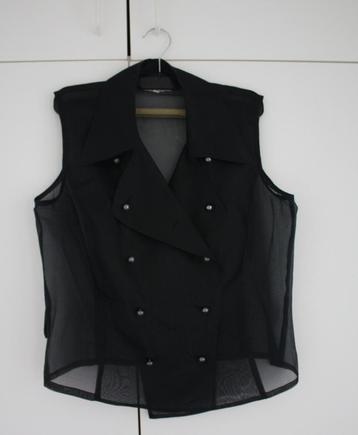 Feestelijke, zwarte, zijden blouse  - maat 40 - Merk: Crisca beschikbaar voor biedingen
