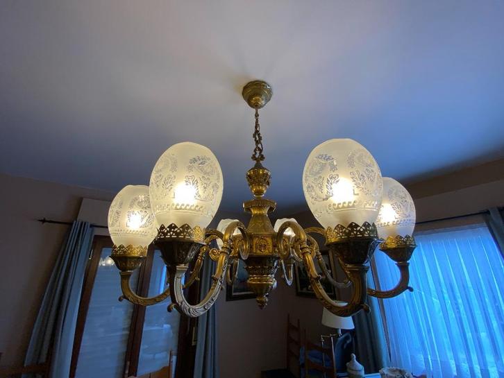 FBAI 3007/8 Italiaanse luchter lustre luster chandelier, Huis en Inrichting, Lampen | Kroonluchters, Zo goed als nieuw, Glas, Ophalen