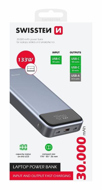 Swissten 30.000 Power Delivery Powerbank (133W) beschikbaar voor biedingen