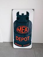 Reclamebord emaille MEA depot - gasfles - Emrec Eemnes, Ophalen of Verzenden, Gebruikt, Reclamebord