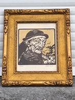 Lithographie mineur signe anto carte, Antiquités & Art, Enlèvement ou Envoi