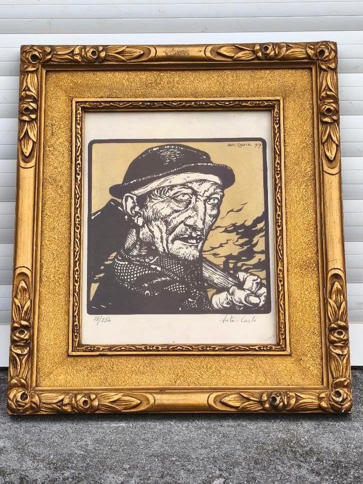 Lithographie mineur signe anto carte, Antiquités & Art, Art | Lithographies & Sérigraphies, Enlèvement ou Envoi