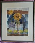 Schilderij zonnebloemen, pastelkrijt, nieuw., Antiek en Kunst, Ophalen