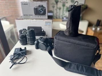 Canon EOS 2000D + 18-55mm + 55-250mm Zoom Lens + Traveller K, Audio, Tv en Foto, Ophalen, Zo goed als nieuw, 24 Megapixel, Canon