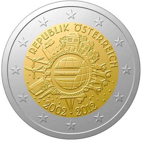 2 euro Oostenrijk 2012 - 10 jaar euro (UNC), Postzegels en Munten, Munten | Europa | Euromunten, Losse munt, 2 euro, Oostenrijk