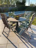 4 aluminium tuinstoelen met kussens voor prijsje, Ophalen, Gebruikt, Aluminium