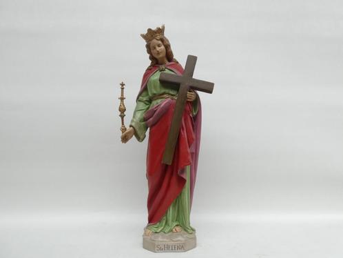 "Sint Helena" zeldzaam beeld in gips, polychroom, Antiek en Kunst, Antiek | Religieuze voorwerpen, Ophalen