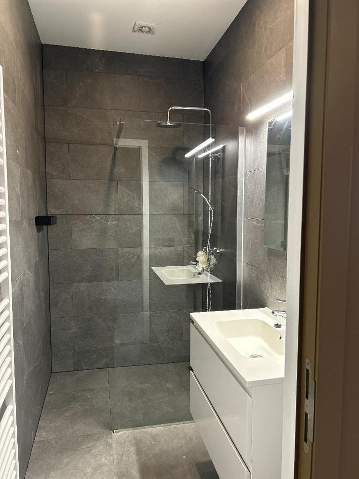 lavabomeubel & kraan + spiegel + douchewand + douchekraan, Bricolage & Construction, Sanitaire, Utilisé, Douche, Chrome, Verre