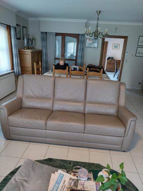 Lederen salon(3zit+ relax apart), Huis en Inrichting, Zetels | Zetels, Gebruikt, Rechte bank, Driepersoons, 200 tot 250 cm, 75 tot 100 cm