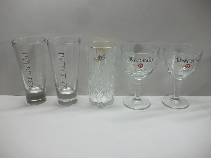 Glazen Westmalle (klein 14 cm) Peterman Schweppes, Verzamelen, Glas en Drinkglazen, Zo goed als nieuw, Ophalen of Verzenden