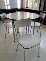 Vintage Jaren ’50–’60 Keukentafel + 4 Stoelen – Formica, Huis en Inrichting, Tafels | Eettafels, Ophalen, Gebruikt, 100 tot 150 cm