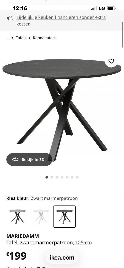 Ronde eettafel IKEA 105cm diameter, Huis en Inrichting, Tafels | Eettafels, Nieuw, 100 tot 150 cm, 100 tot 150 cm, Vier personen