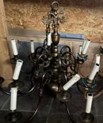 Bronskleurige kroonluchter, Belgische tweekoppige adelaar, Huis en Inrichting, Lampen | Kroonluchters, Ophalen, Gebruikt, Overige materialen