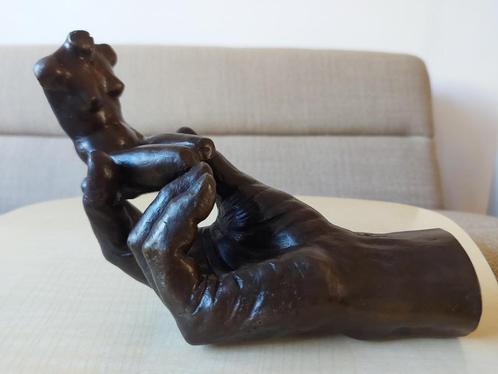 Bronzen Beeld Hand of Rodin with a Female Figure Gesigneerd, Antiquités & Art, Art | Sculptures & Bois, Enlèvement ou Envoi