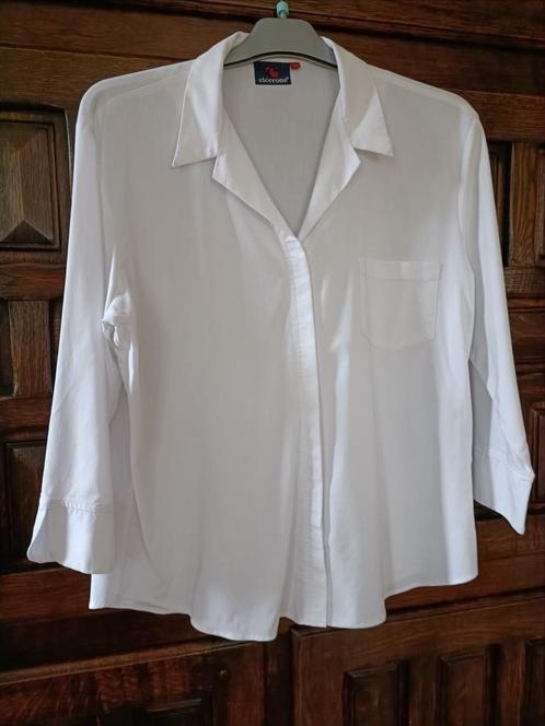 Klassieke witte blouse CICERONE 3/4 uitlopende mouwen - T44, Kleding | Dames, Blouses en Tunieken, Gedragen, Wit, Ophalen
