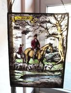 Glasschilderij Glas in lood Jacht Paard Ruiter antiek😍💑🤗, Antiek en Kunst, Ophalen of Verzenden