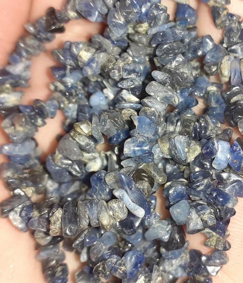 Halsketting vintage blauwe edelsteen mix, Handtassen en Accessoires, Kettingen, Steen of Mineraal, Blauw, Met edelsteen, Verzenden