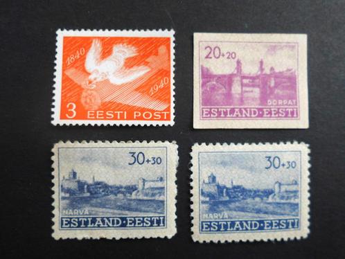 Estland : 4 postzegels (Russ. en Duitse bezettingsperiode), Postzegels en Munten, Postzegels | Europa | Overig, Ophalen of Verzenden