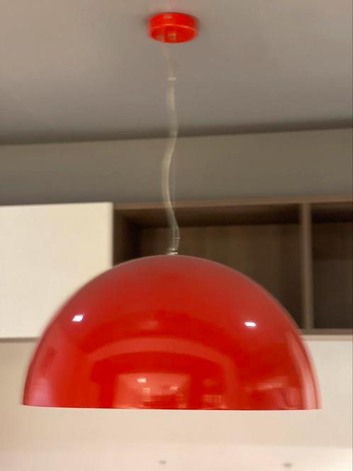 Rode metalen hanglamp, Huis en Inrichting, Lampen | Hanglampen, Zo goed als nieuw, Metaal, Ophalen