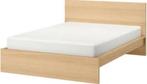 Ikea malm bed Eikenfineer 1m40x2m incl. lattembodems, Huis en Inrichting, Slaapkamer | Bedden, Ophalen, Zo goed als nieuw