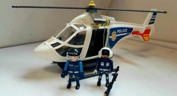 Playmobil 6874 Hélicoptère de police avec lampe 2 policiers 