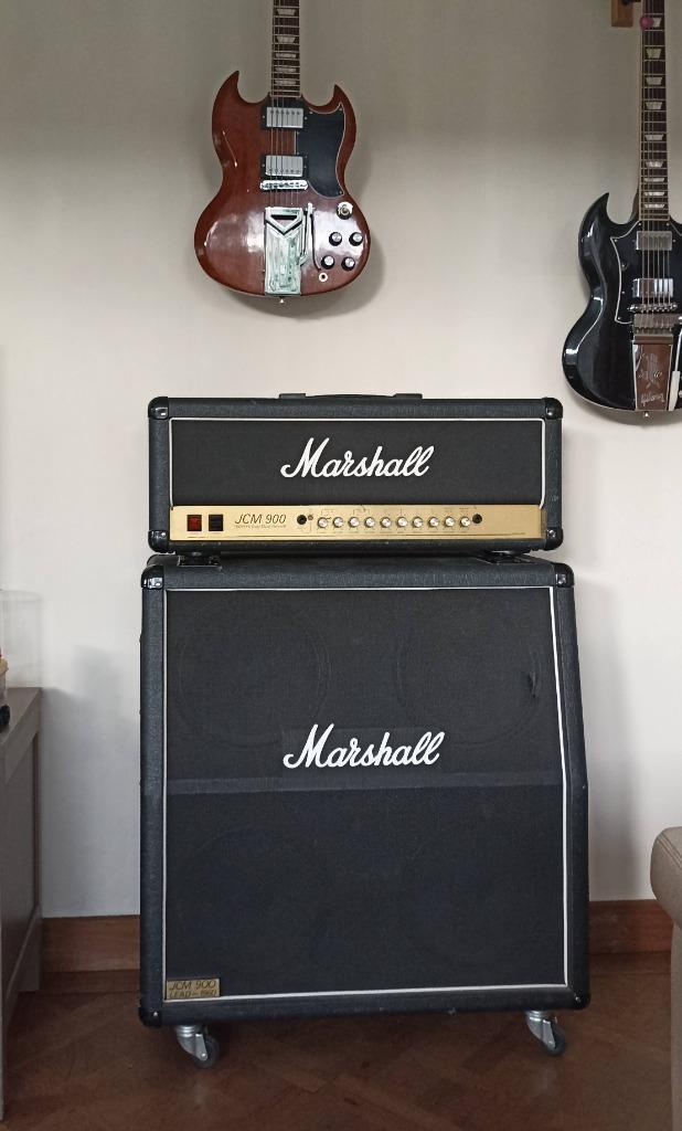 Marshall JCM900 + Baffle 4x12, Muziek en Instrumenten, Versterkers | Bas en Gitaar, Gebruikt, Gitaar, 50 tot 100 watt, Ophalen