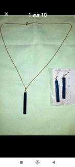 Verguld sterling zilver set met blauwe amber, Handtassen en Accessoires, Kettingen, Geel, Nieuw, Ophalen of Verzenden, Met edelsteen