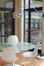 Chrome booglamp met dimmer en marmeren voet, Huis en Inrichting, Lampen | Vloerlampen, Ophalen, Overige materialen, Zo goed als nieuw