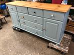 Bahut en pin relooké bleu., Ophalen, Zo goed als nieuw, Grenenhout