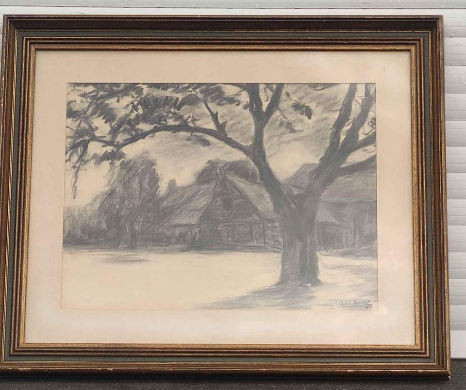 Fusain signe ch v d moortel 1931, Ophalen of Verzenden