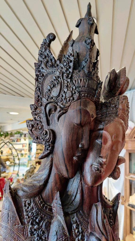 Volhouten beeld van 2 meter, Rama en Sita, Antiek en Kunst, Kunst | Beelden en Houtsnijwerken, Ophalen