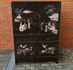 Antieke Chinese kast met zwart gelakte afwerking — parelmoer, Ophalen