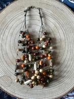 Collier orange, blanc et kaki, Handtassen en Accessoires, Kettingen, Ophalen, Zo goed als nieuw, Bruin, Overige materialen