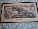 Oude kaart Stad Gent ingekaderd, Antiek en Kunst, Kunst | Etsen en Gravures, Ophalen