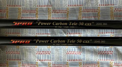 2 stuks Spro power carbon tele 50 cxs 3,60mtr 30-50gr, Watersport en Boten, Hengelsport | Algemeen, Gebruikt, Werphengel, Ophalen