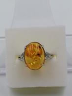 Bague en argent ambre naturel., Avec pierre précieuse, Argent, Femme, Envoi