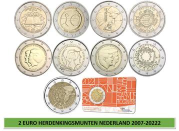 2 euro herdenkingsmunten Nederland 2007-2022 beschikbaar voor biedingen