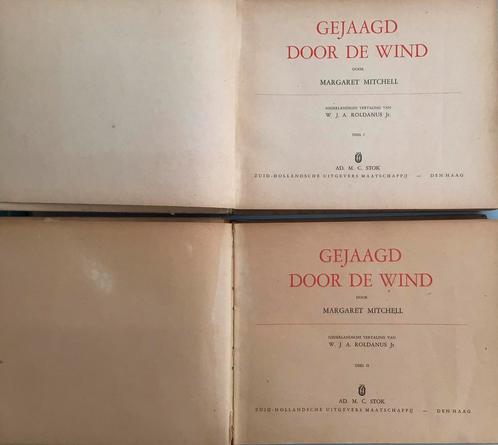 Gejaagd door de Wind door Margaret Mitchell 2 delen 1936., Livres, Romans, Utilisé, Enlèvement ou Envoi