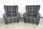 mooie set van twee landelijke geruit stoffen fauteuil zetels, Gebruikt, Stof, Eenpersoons, Ophalen